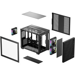 DEEPCOOL skříň CG330 MESH 3F microATX / 2x140mm+1x120mm ARGB fan / USB 3.0 / USB 2.0/ USB-C/ mesh panel / černá