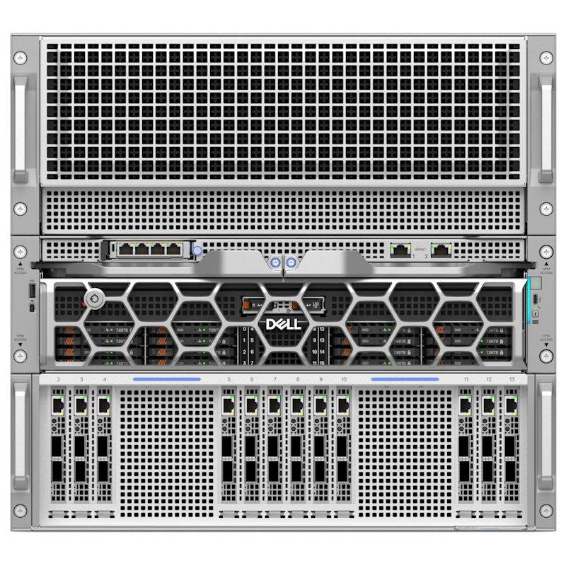 DELL PowerEdge XE9785/16xNVMe/2xEpyc 9455/2304GB/2x3.84TB NVMe/12x3200W/iDRAC Ent./8x AMD MI355X/BOSS/2x400GbE/3Y PS NBD