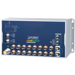 Planet Průmyslový PoE switch 16x Gb 802.3at, 2x 10 Gb, M12 konektory, 2x 10G Q-ODC, IP50, -40+70°C, 24-110 VDC