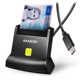 AXAGON čtečka kontaktních smart karet (eObčanka) / CRE-SM4NC / USB-C / USB 2.0/ 1,2m