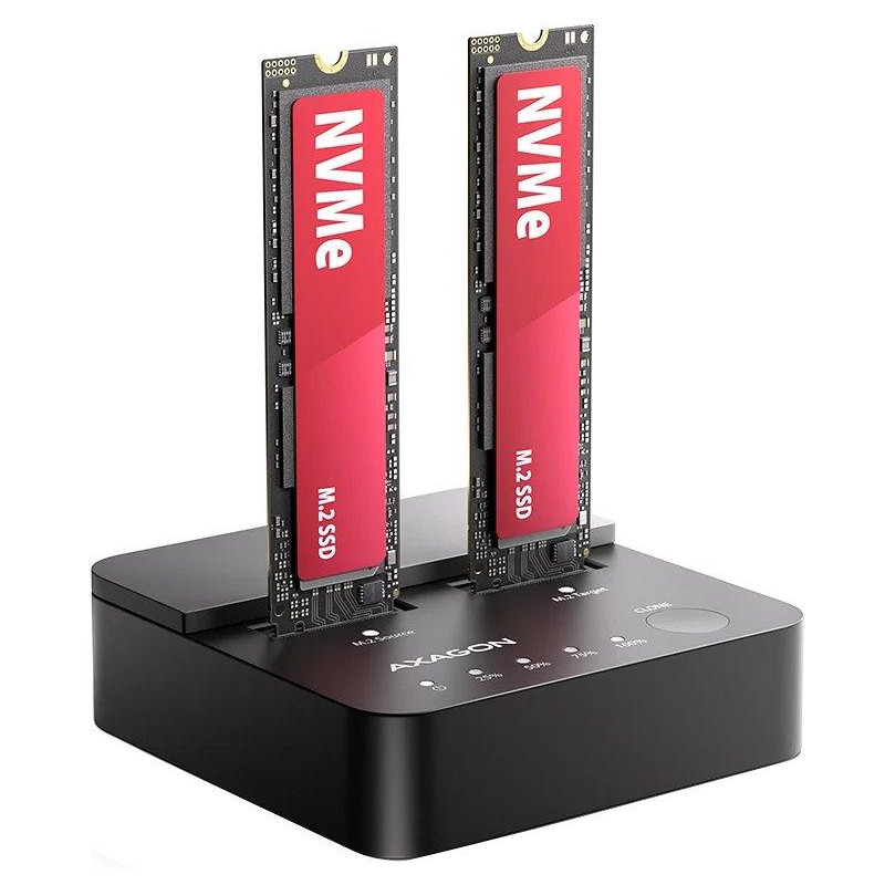 AXAGON dockovací stanice 2x M.2 NVMe SSD / ADSA-M2C22L / USB-C / USB 3.2 Gen2 / kabel 30cm USB-C na USB-C