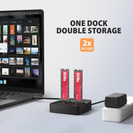AXAGON dockovací stanice 2x M.2 NVMe SSD / ADSA-M2C22L / USB-C / USB 3.2 Gen2 / kabel 30cm USB-C na USB-C