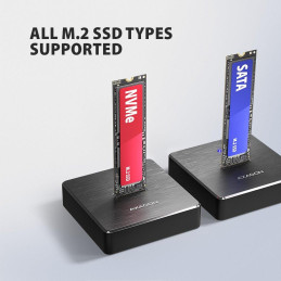 AXAGON dockovací stanice 1x M.2 NVMe SSD / ADSA-M2C11 / USB-C / USB 3.2 Gen2 / kabel 25cm USB-C na USB-C