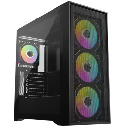 Krux skříň Vox / ATX / 3x140mm a 1x120 mm ARGB fan / USB 2.0 / USB 3.0 / USB-C / tvrzené sklo /  černá