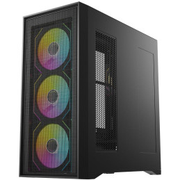 Krux skříň Vox / ATX / 3x140mm a 1x120 mm ARGB fan / USB 2.0 / USB 3.0 / USB-C / tvrzené sklo /  černá