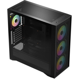 Krux skříň Vox / ATX / 3x140mm a 1x120 mm ARGB fan / USB 2.0 / USB 3.0 / USB-C / tvrzené sklo /  černá