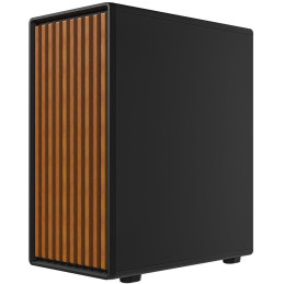 Krux skříň Heliora / ATX / 120mm fan / USB3.0 / USB-C / zaoblená / dřevěný design panelu / černá