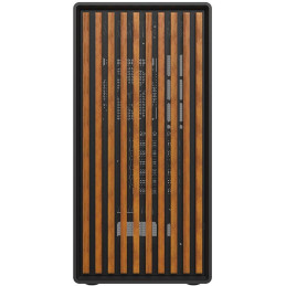 Krux skříň Heliora / ATX / 120mm fan / USB3.0 / USB-C / zaoblená / dřevěný design panelu / černá