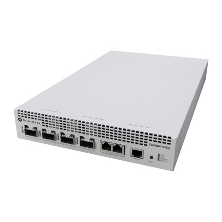 MikroTik Cloud Router Switch CRS804-4DDQ-hRM, 2x10 GbE, 4QSFP56-DD, 2PSU, L6