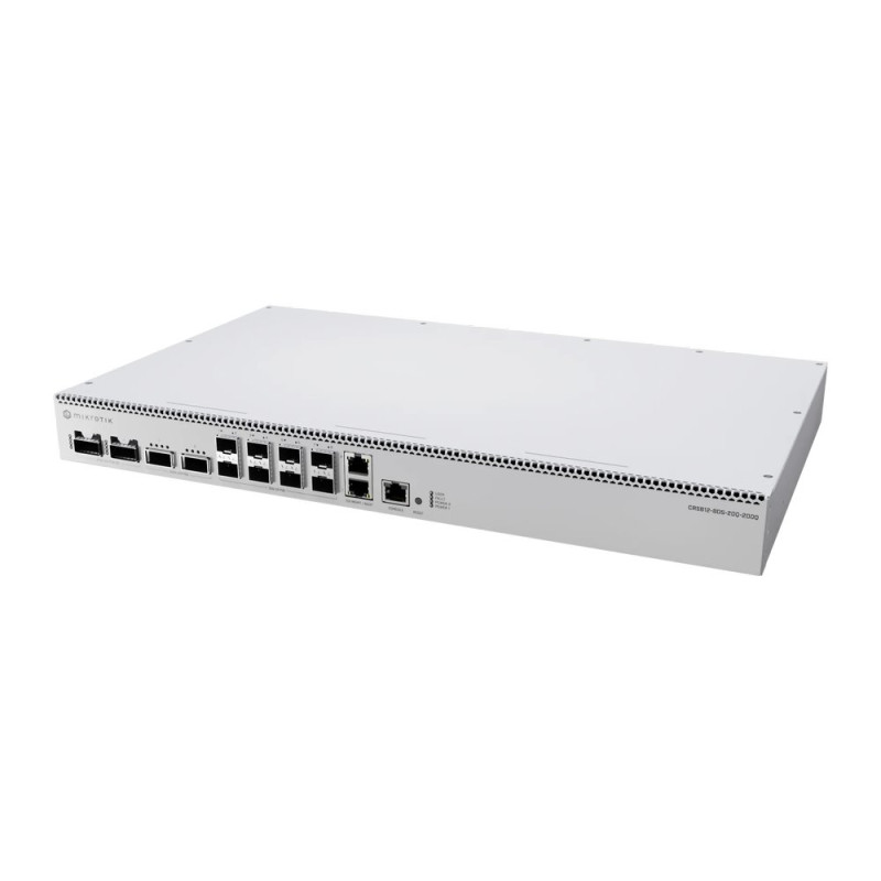 MikroTik Cloud Router Switch CRS812-8DS-2DQ-2DDQ-RM, 2x10 GbE, 2QSFP56-DD, 2QSFP56, 8SFP56, 2PSU, L6