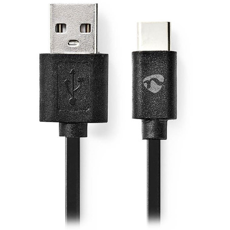NEDIS kabel USB 2.0/ zástrčka USB-C - zástrčka USB-A/ 15W/ černý/ box/ 1m