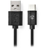 NEDIS kabel USB 2.0/ zástrčka USB-C - zástrčka USB-A/ 15W/ černý/ box/ 1m