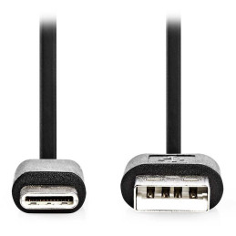 NEDIS kabel USB 2.0/ zástrčka USB-C - zástrčka USB-A/ 15W/ černý/ box/ 1m