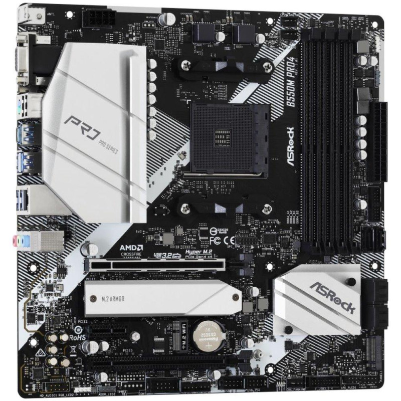 OPRAVENÉ - ASRock B550M Pro4 / AM4 / 4x DDR4 DIMM / VGA / HDMI / DP / 2x M.2 / USB-C / mATX