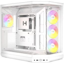 HYTE skříň Y50 ARGB Snow White / panoramatické sklo / dvě komory / 4x ARGB fan / bez zdroje / 1x USB-C / 2x USB-A