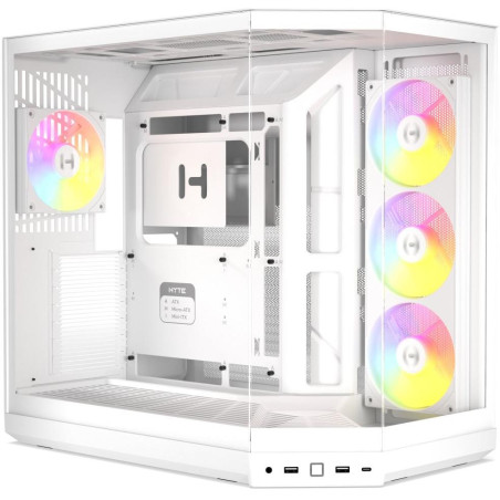 HYTE skříň Y50 ARGB Snow White / panoramatické sklo / dvě komory / 4x ARGB fan / bez zdroje / 1x USB-C / 2x USB-A