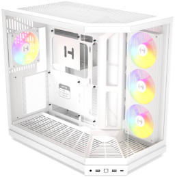 HYTE skříň Y50 ARGB Snow White / panoramatické sklo / dvě komory / 4x ARGB fan / bez zdroje / 1x USB-C / 2x USB-A