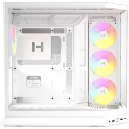HYTE skříň Y50 ARGB Snow White / panoramatické sklo / dvě komory / 4x ARGB fan / bez zdroje / 1x USB-C / 2x USB-A