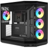 HYTE skříň Y50 ARGB Pitch Black / panoramatické sklo / dvě komory / 4x ARGB fan / bez zdroje / 1x USB-C / 2x USB-A