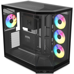 HYTE skříň Y50 ARGB Pitch Black / panoramatické sklo / dvě komory / 4x ARGB fan / bez zdroje / 1x USB-C / 2x USB-A