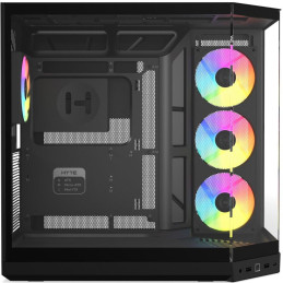 HYTE skříň Y50 ARGB Pitch Black / panoramatické sklo / dvě komory / 4x ARGB fan / bez zdroje / 1x USB-C / 2x USB-A
