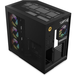 HYTE skříň Y50 ARGB Pitch Black / panoramatické sklo / dvě komory / 4x ARGB fan / bez zdroje / 1x USB-C / 2x USB-A