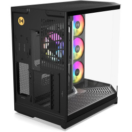 HYTE skříň Y50 ARGB Pitch Black / panoramatické sklo / dvě komory / 4x ARGB fan / bez zdroje / 1x USB-C / 2x USB-A