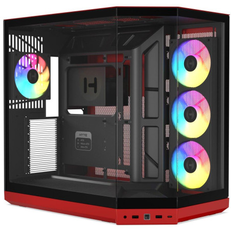 HYTE skříň Y50 ARGB Black Cherry / panoramatické sklo / dvě komory / 4x ARGB fan / bez zdroje / 1x USB-C / 2x USB-A