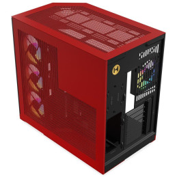 HYTE skříň Y50 ARGB Black Cherry / panoramatické sklo / dvě komory / 4x ARGB fan / bez zdroje / 1x USB-C / 2x USB-A