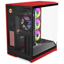 HYTE skříň Y50 ARGB Black Cherry / panoramatické sklo / dvě komory / 4x ARGB fan / bez zdroje / 1x USB-C / 2x USB-A