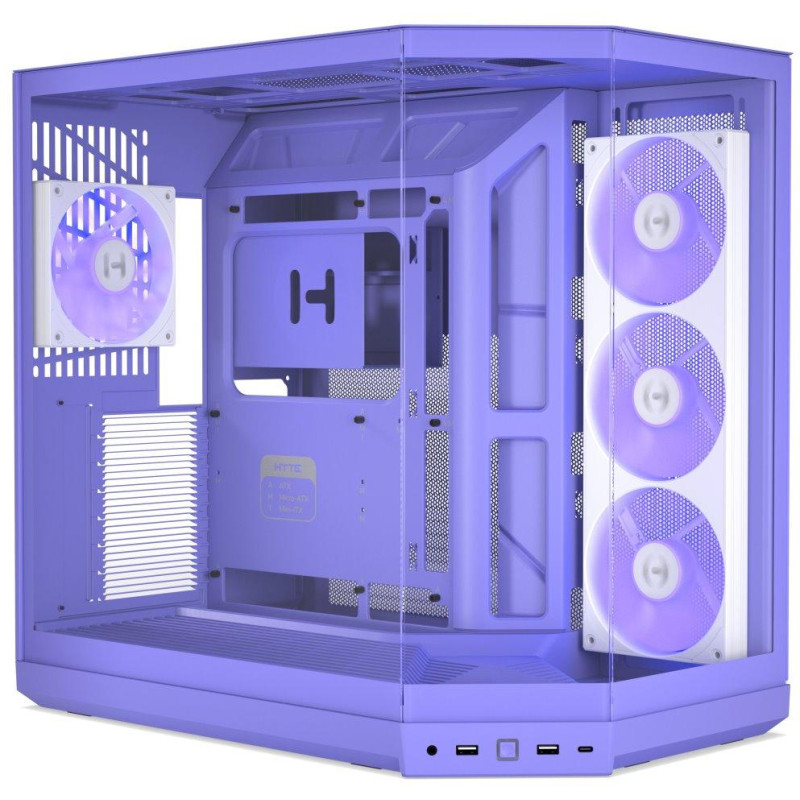 HYTE skříň Y50 ARGB Taro Milk / panoramatické sklo / dvě komory / 4x ARGB fan / bez zdroje / 1x USB-C / 2x USB-A