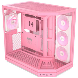 HYTE skříň Y50 ARGB Strawberry Milk / panoramatické sklo / dvě komory / 4x ARGB fan / bez zdroje / 1x USB-C / 2x USB-A