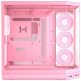 HYTE skříň Y50 ARGB Strawberry Milk / panoramatické sklo / dvě komory / 4x ARGB fan / bez zdroje / 1x USB-C / 2x USB-A