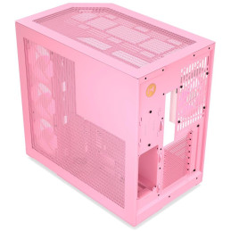 HYTE skříň Y50 ARGB Strawberry Milk / panoramatické sklo / dvě komory / 4x ARGB fan / bez zdroje / 1x USB-C / 2x USB-A