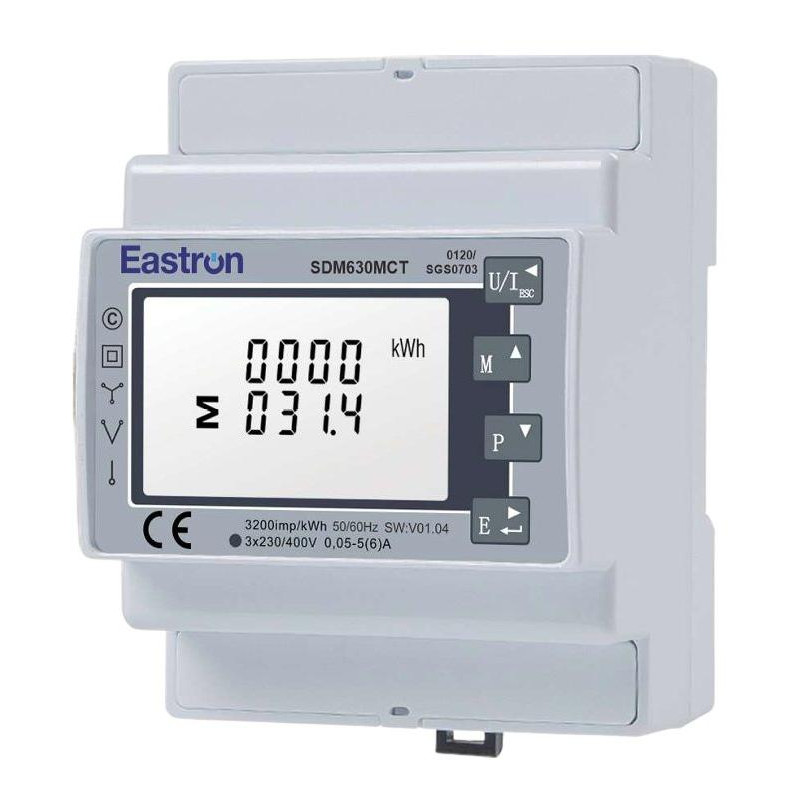 Eastron SDM630MCT- 1A/5A CT, elektroměr, jednofázový/třífázový, RS-485 RTU Modbus