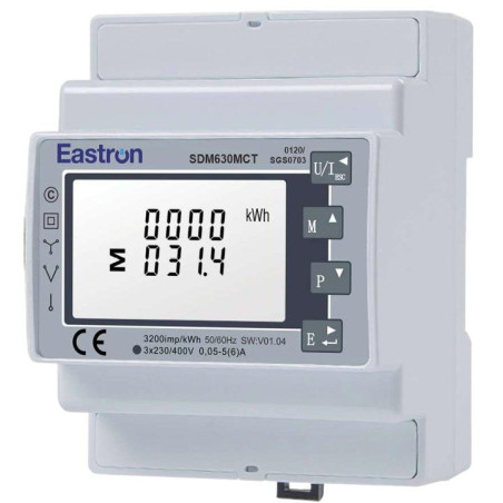 Eastron SDM630MCT- 1A/5A CT, elektroměr, jednofázový/třífázový, RS-485 RTU Modbus