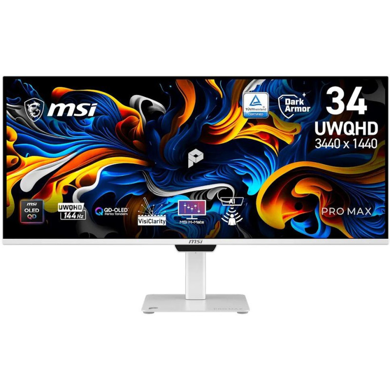 MSI Gaming PRO MAX 341QPXW14G/ 34"/ 3440x1440 / OLED/ 0,03ms/ 144Hz/ 250cd/m2/ 1500000:1/ HDMI/ DP/ USB-C/ VESA/ černý