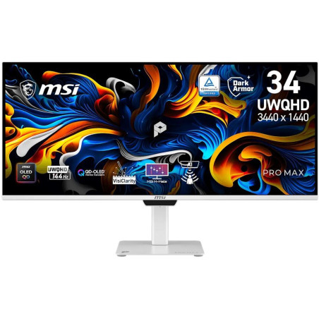 MSI Gaming PRO MAX 341QPXW14G/ 34"/ 3440x1440 / OLED/ 0,03ms/ 144Hz/ 250cd/m2/ 1500000:1/ HDMI/ DP/ USB-C/ VESA/ černý