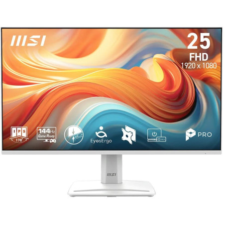 MSI PRO MP251W E14A/ 24"/ 1920x1080/ IPS/ 4ms/ 144Hz/ 300cd/m2/ 1500:1/ HDMI/ DP/ VESA/ bílý