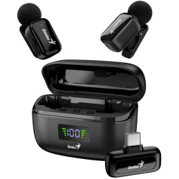 GENIUS duální bezdrátový mikrofon MIC-S900/ pro kreativce/ USB-C/ nabíjecí/ černý