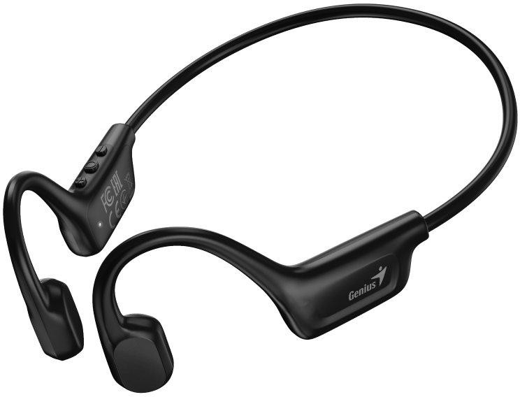 GENIUS bezdrátový headset HS-955BT/ sportovní/ přenos po kosti/ IPX7/ černý/ BT/ USB-C nabíjení