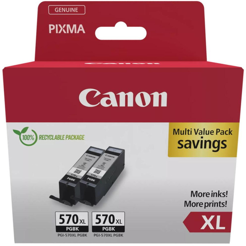 Canon inkoustová náplň PGI-570XL BK TWIN  SEC Pigment černáXL