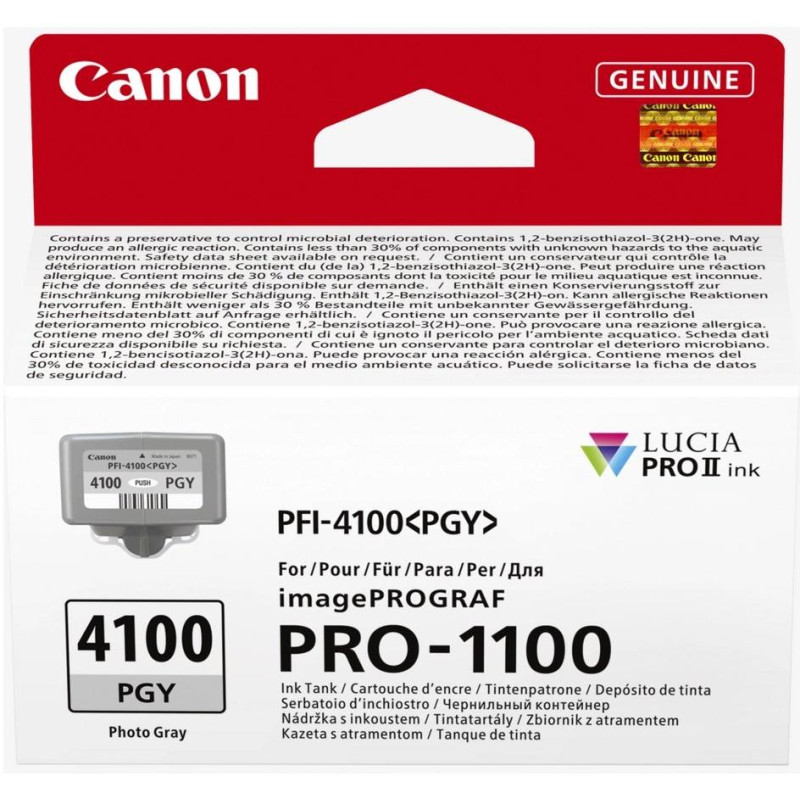 Canon inkoustová náplň INK PFI-4100 PGY Photo šedá