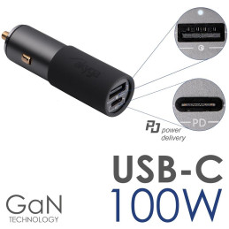 TRX USB nabíječka do auta AK-CH-26 USB-A + USB-C PD 5-20V / max. 5A 100W Quick Charge 3.0 GaN
