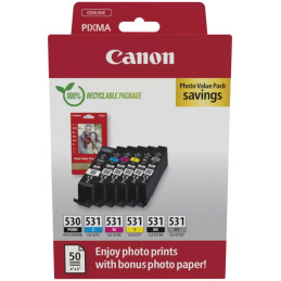 Canon inkoustová náplň PGI-530/CLI-531 PGBK/C/M/Y/BK/GY PHOTO VALUE 4x6 (PP-201 50listů)