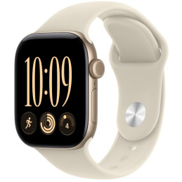 Apple Watch Series 12 42mm světle zlatý hliník s pískovým sportovním řemínkem - S/M