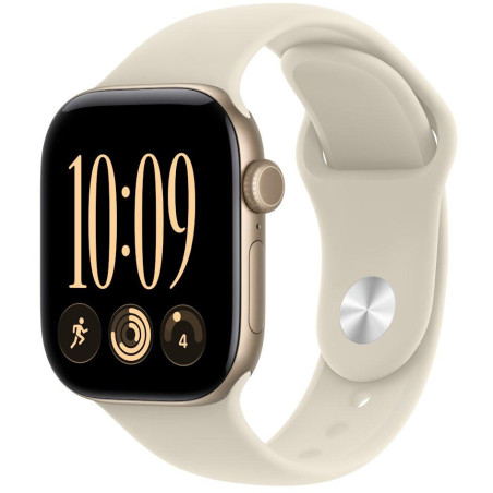 Apple Watch Series 12 42mm světle zlatý hliník s pískovým sportovním řemínkem - S/M