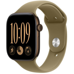 Apple Watch Series 12 46mm tmavě bronzový hliník s olivovým sportovním řemínkem - S/M