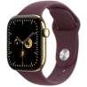 Apple Watch Series 12 Cellular 42mm zářivě zlatý titan s burgundsky červeným sportovním řemínkem - S/M