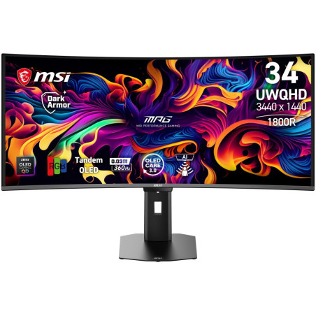 MSI MPG 341CQR OLED X36/ 34"/ 3440x1440/ OLED/ 0,03ms/ 360Hz/ 300cd/m2/ 1,5M:1/ HDMI/ DP/ USB/ VESA/ černý